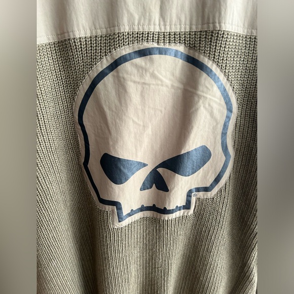 Harley Davidson Willie G Skull  Wool Cotton Full Zip Knit Green Sweater Size 2X - Picture 8 of 12